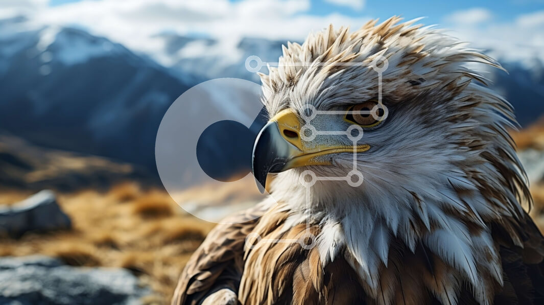 Σετ των 2 Intra Συλλεκτικό Ξύλινο Παζλ Plywood  4mm - Majestic Eagle σκαρφαλωμένος στο Rocky Outcropping Σε Ξύλινο Κουτί - Διαστάσεις: 10x10 cm – 25 κομμάτια