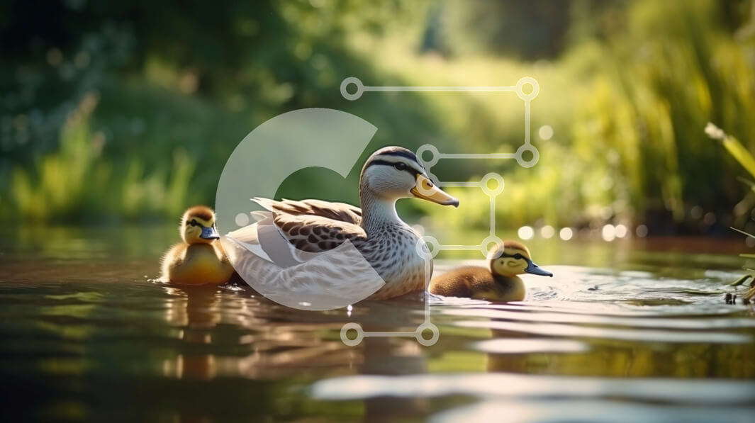 Intra Συλλεκτικό Ξύλινο Παζλ Plywood  4mm - Πάπιες που κολυμπούν στο καταπράσινο τοπίο Σε Ξύλινο Κουτί - Διαστάσεις: 10x10 cm – 25 κομμάτια