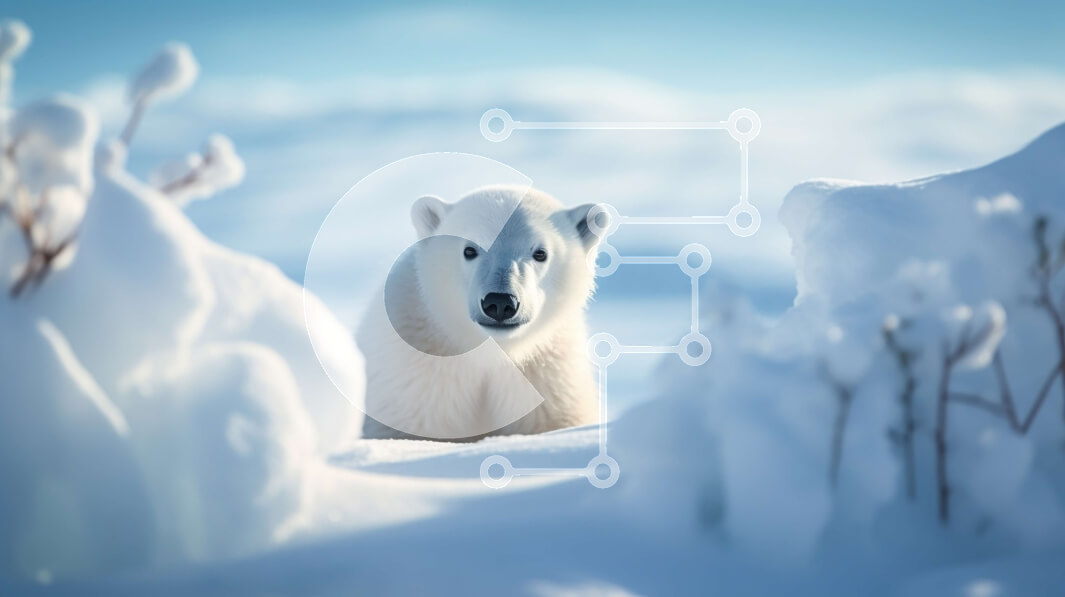 Σετ των 2 Intra Συλλεκτικό Ξύλινο Παζλ Plywood  4mm - Περίεργο πολικό αρκουδάκι που κρυφοκοιτάζει πίσω από το χιόνι Σε Ξύλινο Κουτί - Διαστάσεις: 10x10 cm – 25 κομμάτια