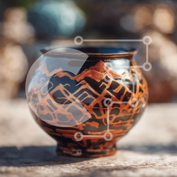 Intra Συλλεκτικό Ξύλινο Παζλ Plywood  4mm - Μαύρο και πορτοκαλί κεραμικό βάζο με περίπλοκα σχέδια Σε Ξύλινο Κουτί - Διαστάσεις Puzzle: 10x10 cm – 25 κομμάτια