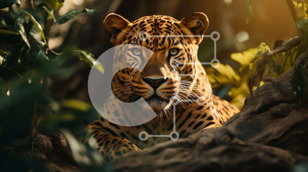 Intra Συλλεκτικό Ξύλινο Παζλ Plywood  4mm - Majestic Jaguar σε ένα πυκνό δάσος Σε Ξύλινο Κουτί - Διαστάσεις: 10x10 cm – 25 κομμάτια