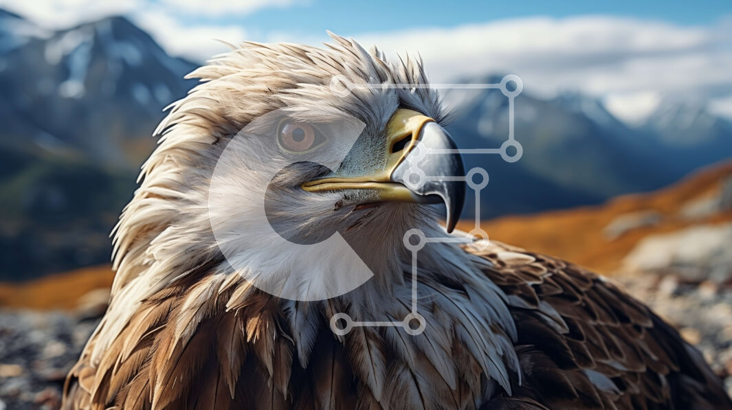 Σετ των 2 Intra Συλλεκτικό Ξύλινο Παζλ Plywood  4mm - Μεγάλος αετός με καφέ και άσπρα φτερά σκαρφαλωμένα σε βράχους Σε Ξύλινο Κουτί - Διαστάσεις: 10x10 cm – 25 κομμάτια