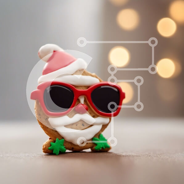 Intra Συλλεκτικό Ξύλινο Παζλ Plywood  4mm - Μελόψωμο άνθρωπος με καπέλο Άγιου Βασίλη και γυαλιά ηλίου Σε Ξύλινο Κουτί - Διαστάσεις: 10x10 cm – 25 κομμάτια