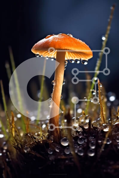 Σετ των 2 Intra Συλλεκτικό Ξύλινο Παζλ Plywood  4mm - Εκπληκτική εικόνα ενός πορτοκαλιού μανιταριού σε ένα υγρό δάσος Σε Ξύλινο Κουτί - Διαστάσεις: 10x10 cm – 25 κομμάτια