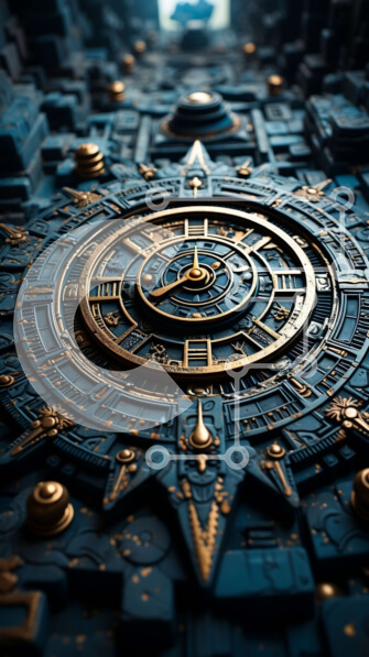 Intra Συλλεκτικό Ξύλινο Παζλ Plywood  4mm - Εκπληκτική εικόνα ενός χρυσού πύργου ρολογιού σε μια φουτουριστική πόλη Σε Ξύλινο Κουτί - Διαστάσεις Puzzle: 10x10 cm – 25 κομμάτια