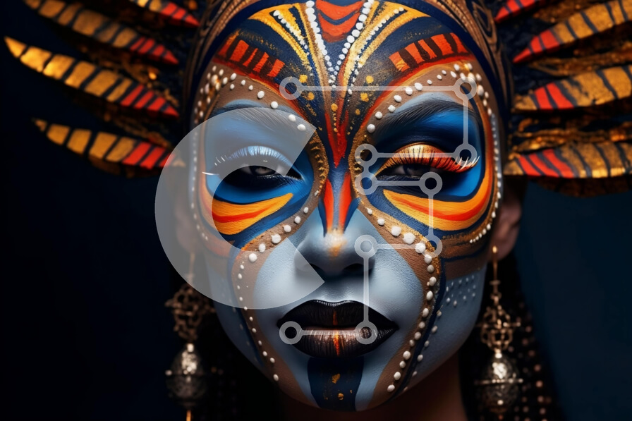 Intra Συλλεκτικό Ξύλινο Παζλ Plywood  4mm - Πολύχρωμη γυναίκα με γαλήνια έκφραση και κόμμωση Σε Ξύλινο Κουτί - Διαστάσεις Puzzle: 10x10 cm – 25 κομμάτια