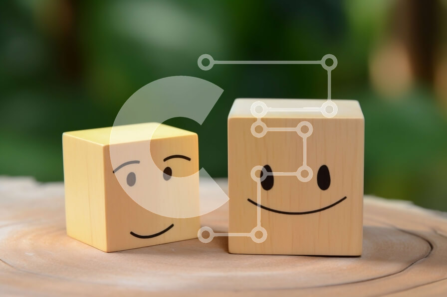 Intra Συλλεκτικό Ξύλινο Παζλ Plywood  4mm - Ξύλινοι μπλοκ με χαμογελαστά πρόσωπα σε ένα ξύλινο κούτσουρο Σε Ξύλινο Κουτί - Διαστάσεις: 10x10 cm – 25 κομμάτια