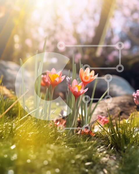 Σετ των 2 Intra Συλλεκτικό Ξύλινο Παζλ Plywood  4mm - Όμορφη εικόνα με πολύχρωμα λουλούδια σε ένα ηλιοκαμένο χωράφι Σε Ξύλινο Κουτί - Διαστάσεις: 10x10 cm – 25 κομμάτια