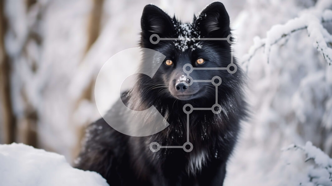 Intra Συλλεκτικό Ξύλινο Παζλ Plywood  4mm - Όμορφη εικόνα ενός μαύρου λύκου στο χιόνι Σε Ξύλινο Κουτί - Διαστάσεις: 10x10 cm – 25 κομμάτια