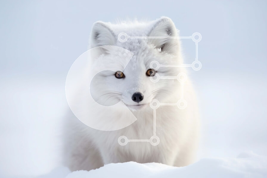 Σετ των 2 Intra Συλλεκτικό Ξύλινο Παζλ Plywood  4mm - Εκπληκτική εικόνα μιας λευκής αλεπούς της Αρκτικής στο χιόνι Σε Ξύλινο Κουτί - Διαστάσεις: 10x10 cm – 25 κομμάτια