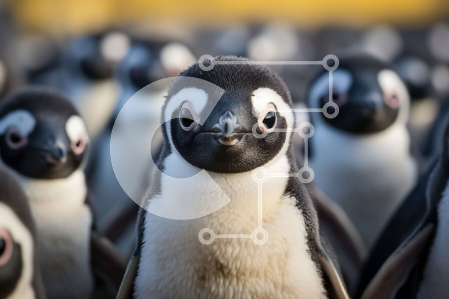 Σετ των 2 Intra Συλλεκτικό Ξύλινο Παζλ Plywood  4mm - Ομάδα πιγκουίνων που κοιτάζουν την κάμερα Σε Ξύλινο Κουτί - Διαστάσεις: 10x10 cm – 25 κομμάτια