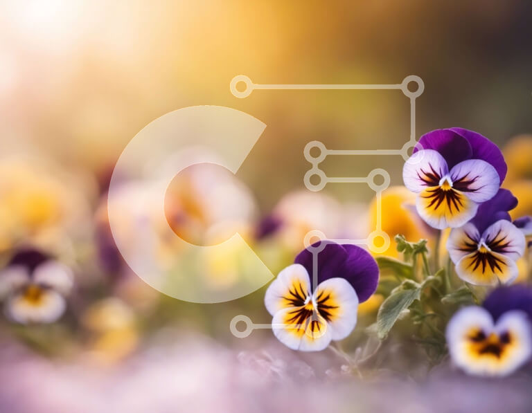 Intra Συλλεκτικό Ξύλινο Παζλ Plywood  4mm - Μωβ και κίτρινες πανσέδες σε ένα χωράφι Σε Ξύλινο Κουτί - Διαστάσεις: 10x10 cm – 25 κομμάτια