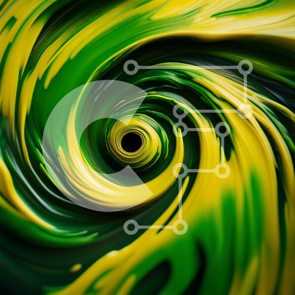 Intra Συλλεκτικό Ξύλινο Παζλ Plywood  4mm - Puzzle με Θέμα Abstract Art: Swirling Vortex of Green and Yellow Paint Σε Ξύλινο Κουτί - Διαστάσεις Puzzle: 10x10 cm – 25 κομμάτια