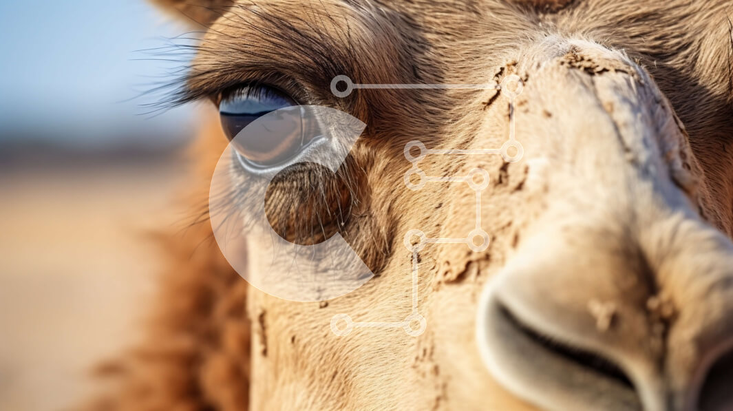 Σετ των 2 Intra Συλλεκτικό Ξύλινο Παζλ Plywood  4mm - Σαγηνευτική κοντινή πλάνο του προσώπου μιας καμήλας με μακριές βλεφαρίδες Σε Ξύλινο Κουτί - Διαστάσεις: 10x10 cm – 25 κομμάτια