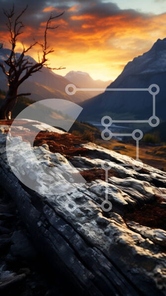 Σετ των 2 Intra Συλλεκτικό Ξύλινο Παζλ Plywood  4mm - Τοπίο ηλιοβασιλέματος που κόβει την ανάσα με το μοναχικό δέντρο στο Rocky Cliff Σε Ξύλινο Κουτί - Διαστάσεις: 10x10 cm – 25 κομμάτια