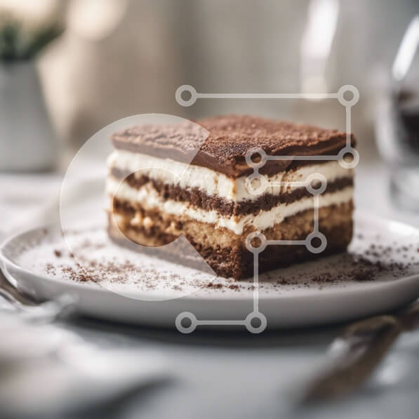 Σετ των 2 Intra Συλλεκτικό Ξύλινο Παζλ Plywood  4mm - Νόστιμη φέτα κέικ σοκολάτας σε λευκό πιάτο Σε Ξύλινο Κουτί - Διαστάσεις: 10x10 cm – 25 κομμάτια