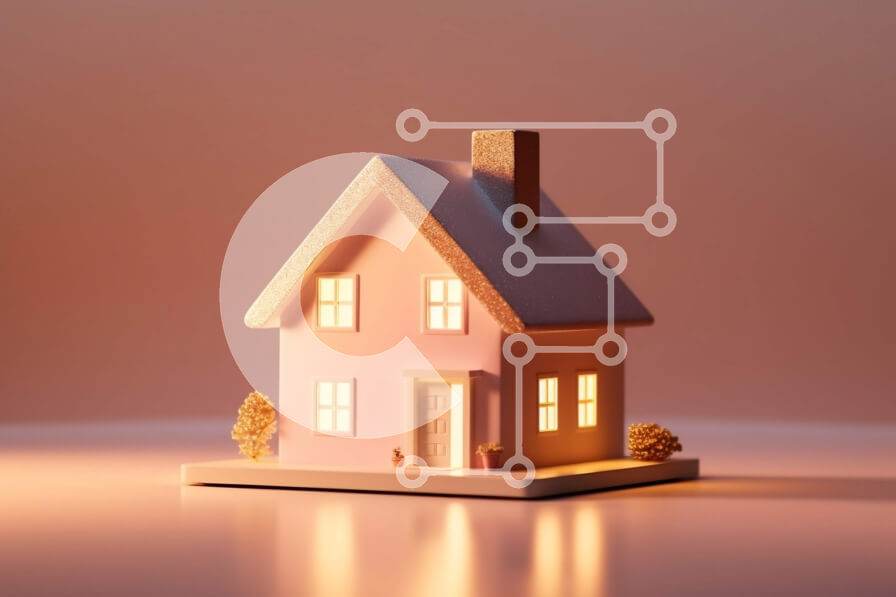 Intra Συλλεκτικό Ξύλινο Παζλ Plywood  4mm - Γοητευτική εικόνα ενός μικρού ροζ σπιτιού στο ηλιοβασίλεμα Σε Ξύλινο Κουτί - Διαστάσεις Puzzle: 10x10 cm – 25 κομμάτια