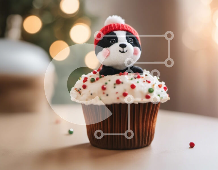 Σετ των 2 Intra Συλλεκτικό Ξύλινο Παζλ Plywood  4mm - Διακοσμημένο Cupcake με Toy Bunny Σε Ξύλινο Κουτί - Διαστάσεις: 10x10 cm – 25 κομμάτια