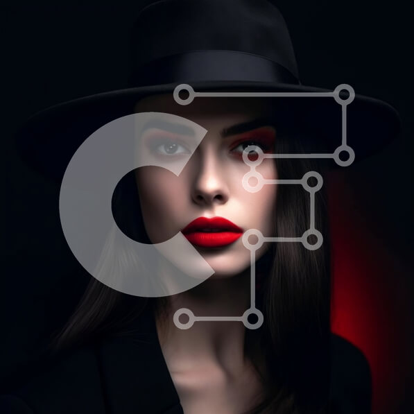 Σετ των 2 Intra Συλλεκτικό Ξύλινο Παζλ Plywood  4mm - Όμορφη εικόνα μιας γυναίκας που φορά μαύρο καπέλο και κόκκινο κραγιόν Σε Ξύλινο Κουτί - Διαστάσεις: 10x10 cm – 25 κομμάτια