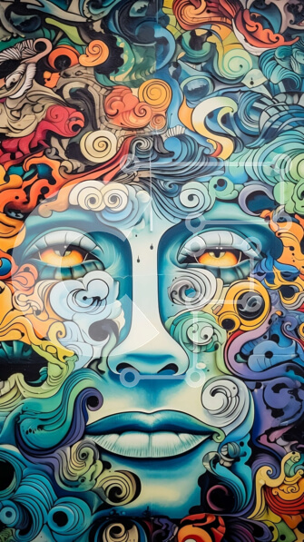 Intra Συλλεκτικό Ξύλινο Παζλ Plywood  4mm - Ζωντανή και δυναμική τοιχογραφία γυναικείου προσώπου με περίπλοκα μοτίβα Σε Ξύλινο Κουτί - Διαστάσεις Puzzle: 10x10 cm – 25 κομμάτια