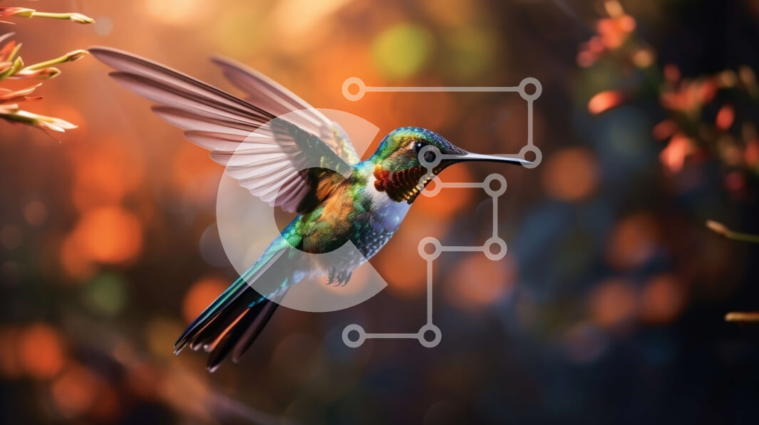 Intra Συλλεκτικό Ξύλινο Παζλ Plywood  4mm - Ζωντανό κολίβριο που πετά στον αέρα με ανοιχτά φτερά Σε Ξύλινο Κουτί - Διαστάσεις: 10x10 cm – 25 κομμάτια