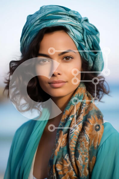 Intra Συλλεκτικό Ξύλινο Παζλ Plywood  4mm - Όμορφη εικόνα της γυναίκας στο τουρμπάνι δίπλα στην παραλία Σε Ξύλινο Κουτί - Διαστάσεις Puzzle: 10x10 cm – 25 κομμάτια