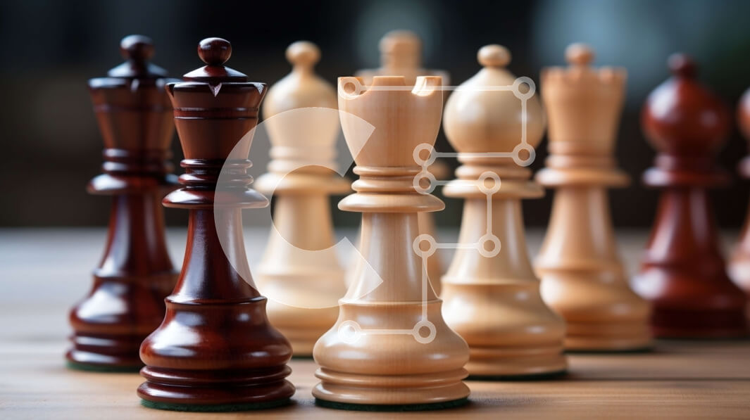 Intra Συλλεκτικό Ξύλινο Παζλ Plywood  4mm - Κομμάτια σκακιού σε ένα ξύλινο τραπέζι Σε Ξύλινο Κουτί - Διαστάσεις: 10x10 cm – 25 κομμάτια