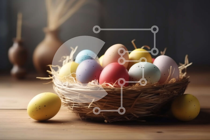 Intra Συλλεκτικό Ξύλινο Παζλ Plywood  4mm - Όμορφη πασχαλινή φωλιά αυγών σε ξύλινο τραπέζι Σε Ξύλινο Κουτί - Διαστάσεις: 10x10 cm – 25 κομμάτια