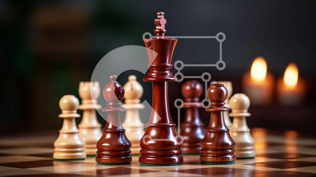 Intra Συλλεκτικό Ξύλινο Παζλ Plywood  4mm - Σκακιέρα με σκακιστικά κομμάτια από σκούρο ξύλο Σε Ξύλινο Κουτί - Διαστάσεις Puzzle: 10x10 cm – 25 κομμάτια