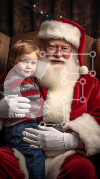 Intra Συλλεκτικό Ξύλινο Παζλ Plywood  4mm - Χαμογελαστός Άγιος Βασίλης με ένα παιδί που κρατά ένα δώρο Σε Ξύλινο Κουτί - Διαστάσεις: 10x10 cm – 25 κομμάτια