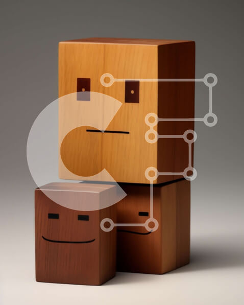 Intra Συλλεκτικό Ξύλινο Παζλ Plywood  4mm - Ξύλινος κύβος με χαμογελαστά και συνοφρυωμένα πρόσωπα Σε Ξύλινο Κουτί - Διαστάσεις Puzzle: 10x10 cm – 25 κομμάτια