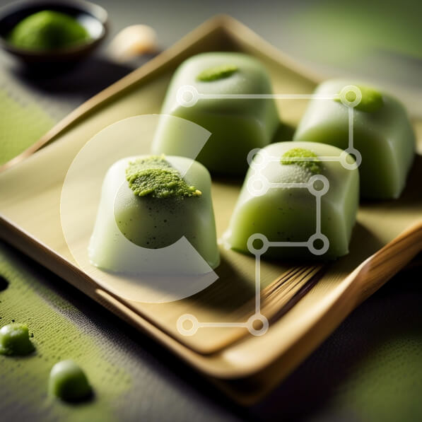 Σετ των 2 Intra Συλλεκτικό Ξύλινο Παζλ Plywood  4mm - Νόστιμη εικόνα από τέσσερα πράσινα κέικ με λευκό παγετό Σε Ξύλινο Κουτί - Διαστάσεις: 10x10 cm – 25 κομμάτια