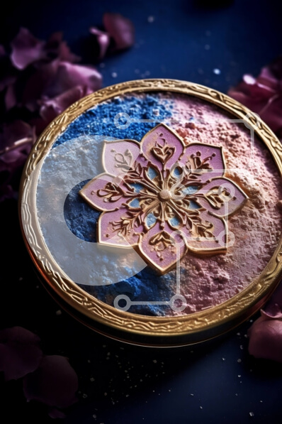 Intra Συλλεκτικό Ξύλινο Παζλ Plywood  4mm - Εκπληκτική παλέτα μακιγιάζ με σχέδιο χρυσού λουλουδιού Σε Ξύλινο Κουτί - Διαστάσεις Puzzle: 10x10 cm – 25 κομμάτια