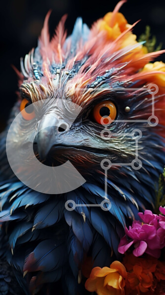 Σετ των 2 Intra Συλλεκτικό Ξύλινο Παζλ Plywood  4mm - Όμορφη εικόνα ενός πολύχρωμου πουλιού με floral διακοσμήσεις Σε Ξύλινο Κουτί - Διαστάσεις: 10x10 cm – 25 κομμάτια