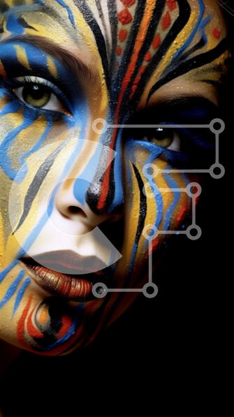 Intra Συλλεκτικό Ξύλινο Παζλ Plywood  4mm - Όμορφη εικόνα μιας γυναίκας με πολύχρωμη ζωγραφική προσώπου Σε Ξύλινο Κουτί - Διαστάσεις Puzzle: 10x10 cm – 25 κομμάτια