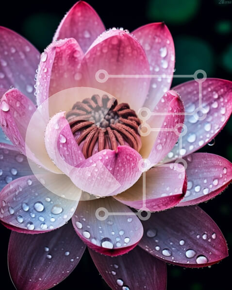 Intra Συλλεκτικό Ξύλινο Παζλ Plywood  4mm - Όμορφο ροζ λουλούδι λωτού με σταγονίδια νερού Σε Ξύλινο Κουτί - Διαστάσεις: 10x10 cm – 25 κομμάτια