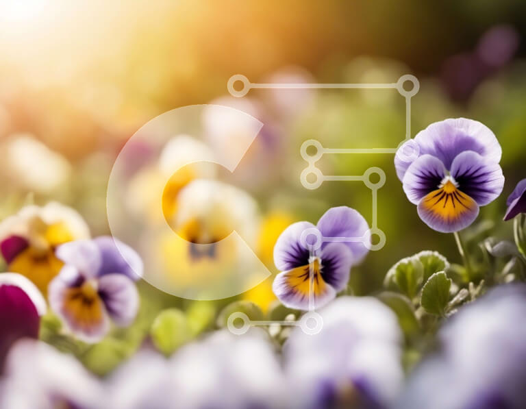 Intra Συλλεκτικό Ξύλινο Παζλ Plywood  4mm - Πεδίο με μωβ και κίτρινες πανσέδες σε πλήρη άνθιση Σε Ξύλινο Κουτί - Διαστάσεις: 10x10 cm – 25 κομμάτια