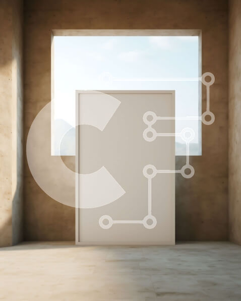 Intra Συλλεκτικό Ξύλινο Παζλ Plywood  4mm - Άδειος καμβάς στη γωνία του μπεζ δωματίου με θέα στο βουνό Σε Ξύλινο Κουτί - Διαστάσεις Puzzle: 10x10 cm – 25 κομμάτια