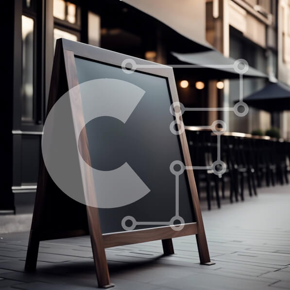 Intra Συλλεκτικό Ξύλινο Παζλ Plywood  4mm - Γοητευτική υπαίθρια σκηνή με πινακίδα μαυροπίνακα και τραπέζια ομπρέλα Σε Ξύλινο Κουτί - Διαστάσεις Puzzle: 10x10 cm – 25 κομμάτια