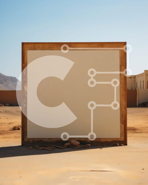 Σετ των 2 Intra Συλλεκτικό Ξύλινο Παζλ Plywood  4mm - Κενή λευκή οθόνη στην έρημο Σε Ξύλινο Κουτί - Διαστάσεις: 10x10 cm – 25 κομμάτια