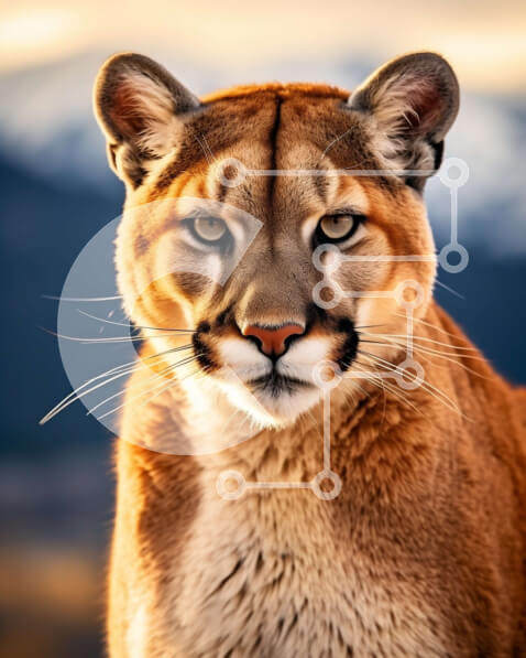 Σετ των 2 Intra Συλλεκτικό Ξύλινο Παζλ Plywood  4mm - Ισχυρή εικόνα ενός ορεινού λιονταριού (Κούγκαρ) που γρυλίζει στην άγρια ​​φύση Σε Ξύλινο Κουτί - Διαστάσεις: 10x10 cm – 25 κομμάτια