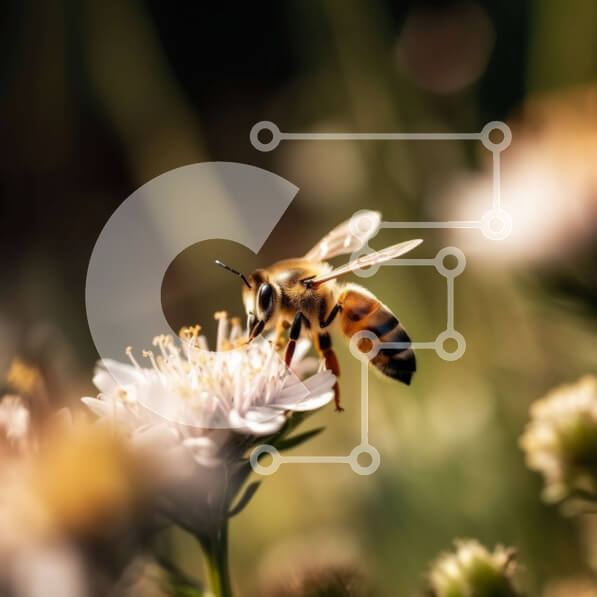 Intra Συλλεκτικό Ξύλινο Παζλ Plywood  4mm - Εκπληκτική φωτογραφία μιας μέλισσας σε ένα όμορφο λουλούδι Σε Ξύλινο Κουτί - Διαστάσεις: 10x10 cm – 25 κομμάτια