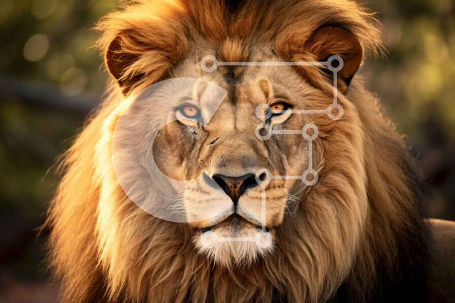 Σετ των 2 Intra Συλλεκτικό Ξύλινο Παζλ Plywood  4mm - Εκπληκτική κοντινή εικόνα του προσώπου ενός λιονταριού Σε Ξύλινο Κουτί - Διαστάσεις: 10x10 cm – 25 κομμάτια