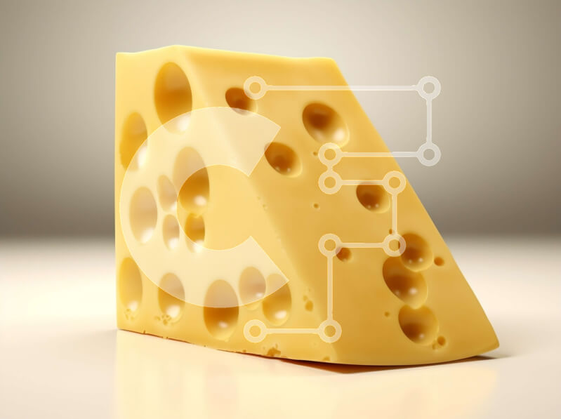 Σετ των 2 Intra Συλλεκτικό Ξύλινο Παζλ Plywood  4mm - Κομμάτι τυρί σε λευκό φόντο Σε Ξύλινο Κουτί - Διαστάσεις: 10x10 cm – 25 κομμάτια