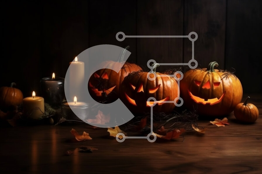 Intra Συλλεκτικό Ξύλινο Παζλ Plywood  4mm - Απόκοσμη και μυστηριώδης εικόνα από σκαλιστές κολοκύθες με λαμπερά μάτια Σε Ξύλινο Κουτί - Διαστάσεις Puzzle: 10x10 cm – 25 κομμάτια