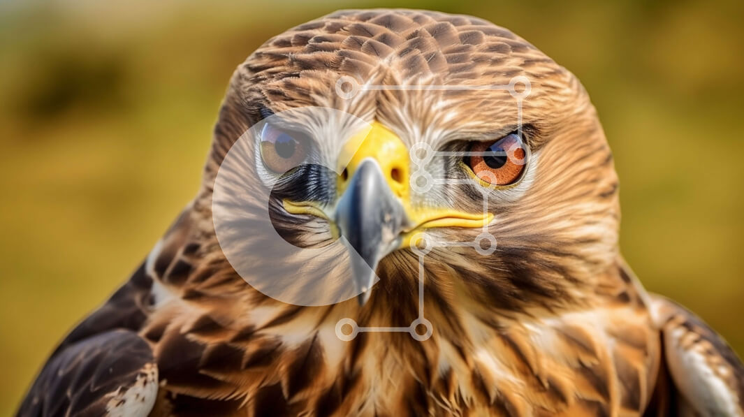 Σετ των 2 Intra Συλλεκτικό Ξύλινο Παζλ Plywood  4mm - Κοντινή λήψη ενός αρπακτικού πτηνού με κοφτερό ράμφος και διαπεραστικά μάτια Σε Ξύλινο Κουτί - Διαστάσεις: 10x10 cm – 25 κομμάτια