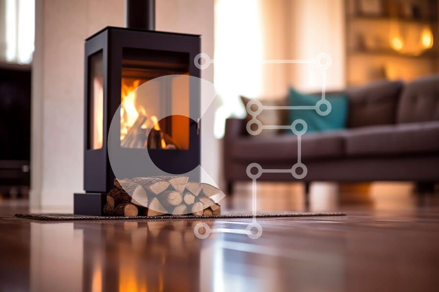 Intra Συλλεκτικό Ξύλινο Παζλ Plywood  4mm - Κομψή ξυλόσομπα σε φωτεινό σαλόνι Σε Ξύλινο Κουτί - Διαστάσεις Puzzle: 10x10 cm – 25 κομμάτια