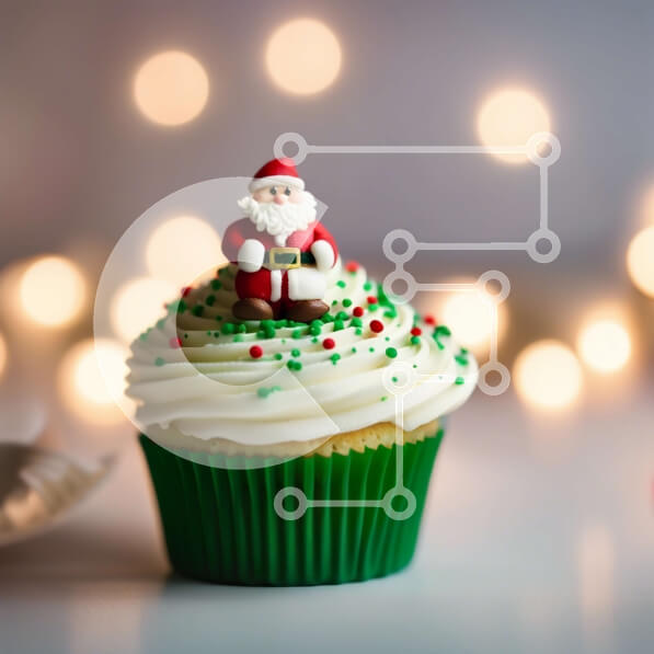 Σετ των 2 Intra Συλλεκτικό Ξύλινο Παζλ Plywood  4mm - Λαχταριστό χριστουγεννιάτικο cupcake με γιορτινό κάλυμμα Άγιου Βασίλη Σε Ξύλινο Κουτί - Διαστάσεις: 10x10 cm – 25 κομμάτια