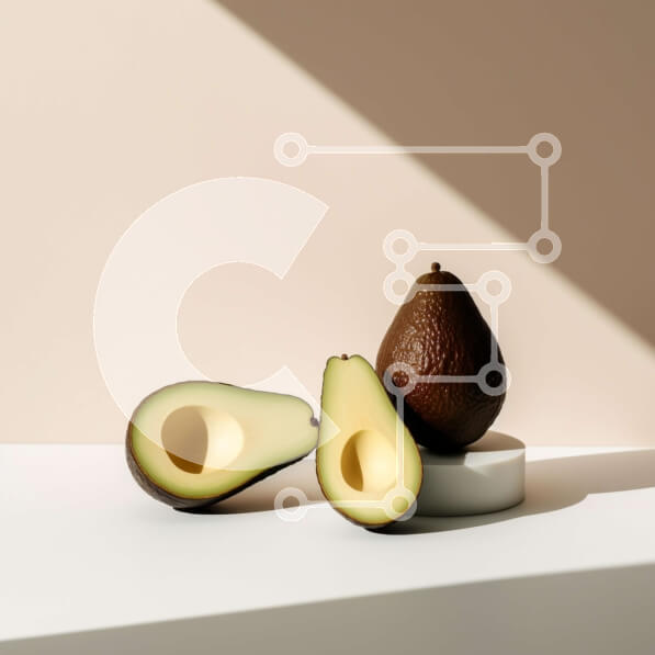 Σετ των 2 Intra Συλλεκτικό Ξύλινο Παζλ Plywood  4mm - Δύο μισά αβοκάντο σε λευκή επιφάνεια Σε Ξύλινο Κουτί - Διαστάσεις: 10x10 cm – 25 κομμάτια