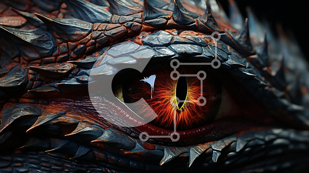 Intra Συλλεκτικό Ξύλινο Παζλ Plywood  4mm - Εκπληκτική κοντινή πλάνο του ματιού ενός δράκου με λεπτομερείς μεταλλικές κλίμακες Σε Ξύλινο Κουτί - Διαστάσεις Puzzle: 10x10 cm – 25 κομμάτια